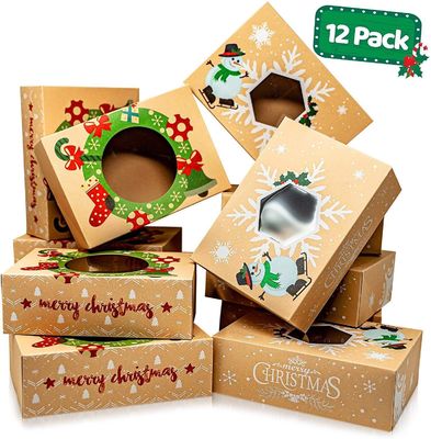 Kraft Foldable Christmas Gift Box Packaging For Chocolate Cake Bakery Dessert Food Stock