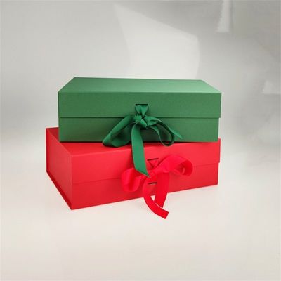 Folding Magnetic Cardboard Paper Gift Box With Ribbon Handle For Jewelry Cuttery Flatware