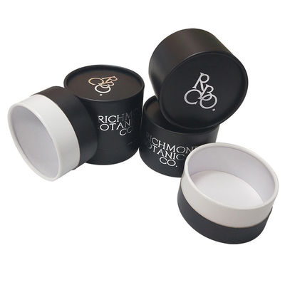 Embossing Black Paper Tea Cylinder Packaging Biodegradable Dustproof